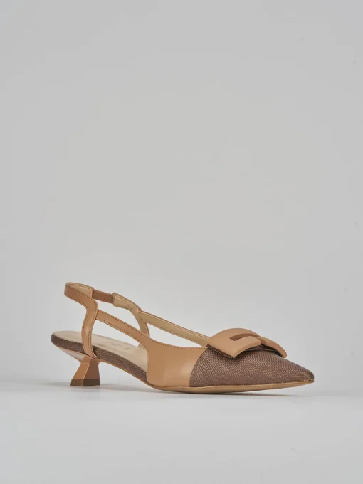 Décolleté e slingback tacco 3cm pelle testa