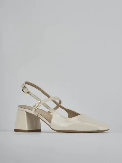 Décolleté e slingback tacco 5cm vernice bianco