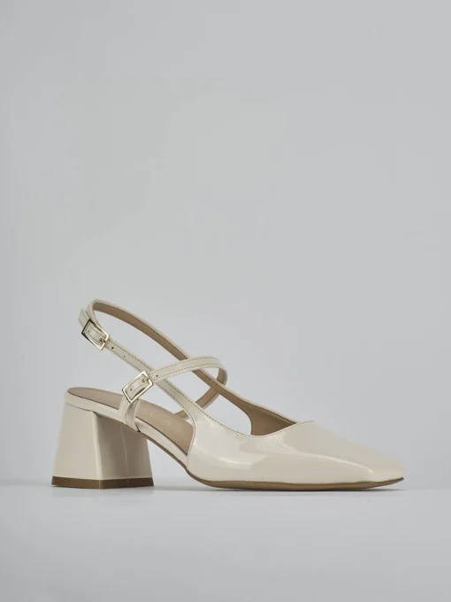 Décolleté e slingback tacco 5cm vernice bianco
