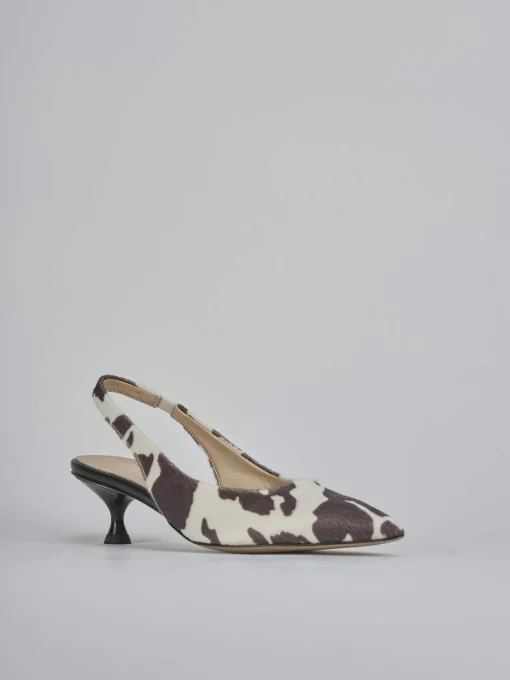 Décolleté e slingback tacco 4cm cavallino bianco
