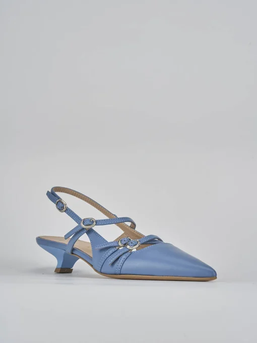 Décolleté e slingback tacco 3cm pelle jeans