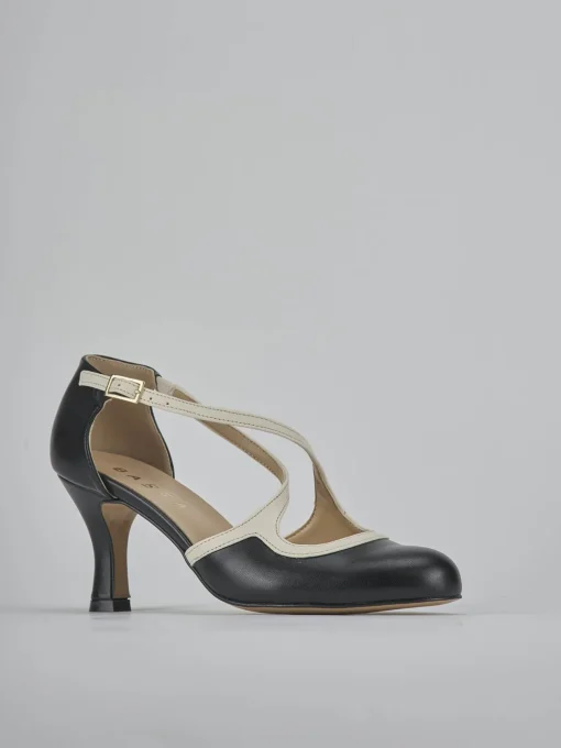 Décolleté e slingback tacco 6cm pelle nero