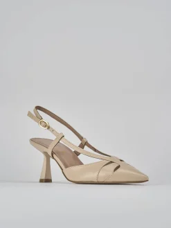 Décolleté e slingback tacco 7cm pelle beige