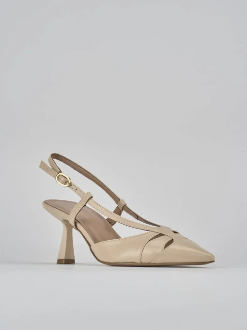 Décolleté e slingback tacco 7cm pelle beige