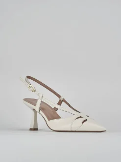 Décolleté e slingback tacco 7cm pelle bianco