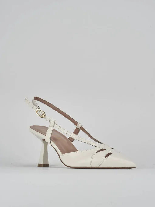 Décolleté e slingback tacco 7cm pelle bianco