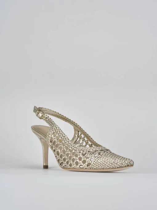 Décolleté e slingback tacco 7cm pelle oro