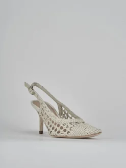 Décolleté e slingback tacco 7cm pelle bianco