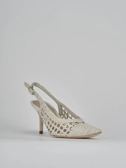 Décolleté e slingback tacco 7cm pelle bianco