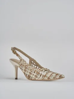 Décolleté e slingback tacco 7cm pelle beige