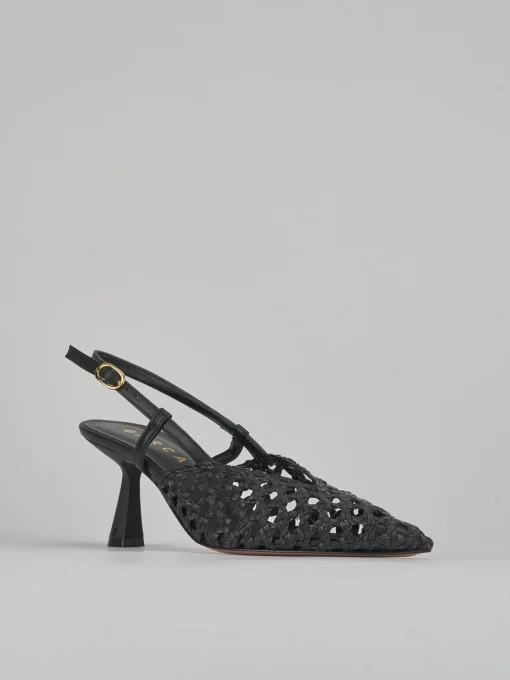 Décolleté e slingback tacco 7cm pelle nero