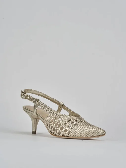 Décolleté e slingback tacco 5cm pelle oro