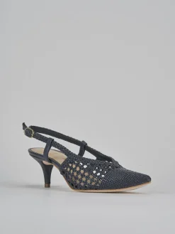 Décolleté e slingback tacco 5cm pelle blu