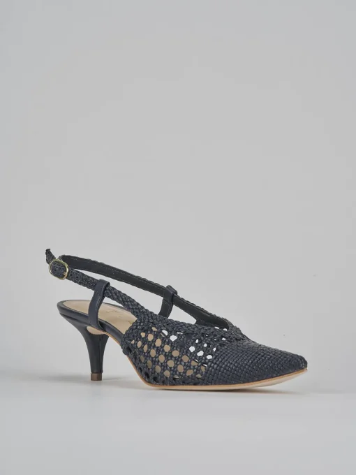 Décolleté e slingback tacco 5cm pelle blu