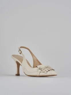 Décolleté e slingback tacco 7cm pelle bianco