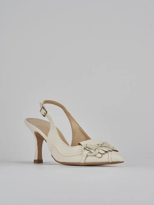 Décolleté e slingback tacco 7cm pelle bianco