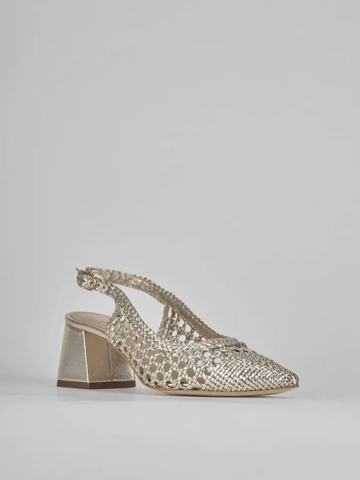 Décolleté e slingback tacco 5cm pelle oro