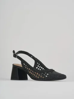 Décolleté e slingback tacco 5cm pelle nero