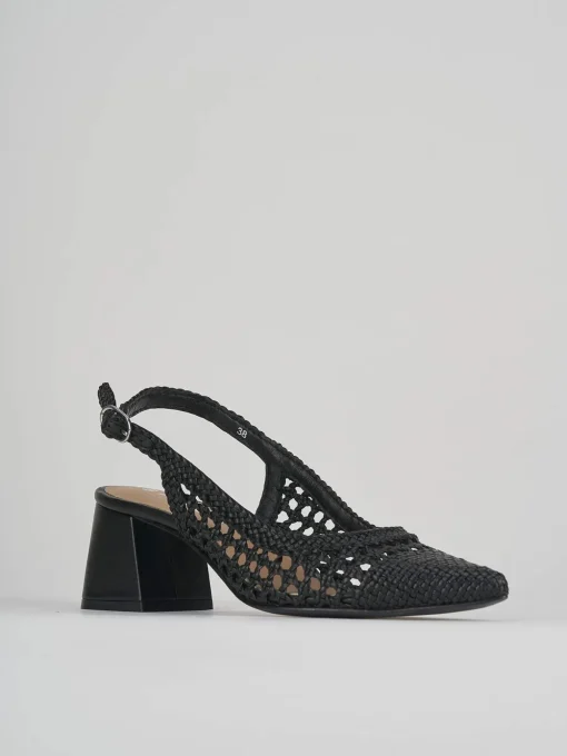 Décolleté e slingback tacco 5cm pelle nero