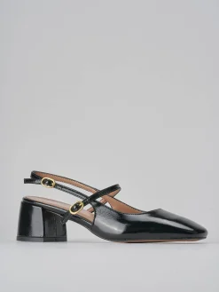 Décolleté e slingback tacco 5cm vernice nero