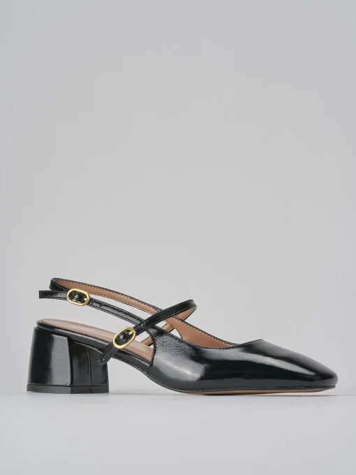 Décolleté e slingback tacco 5cm vernice nero