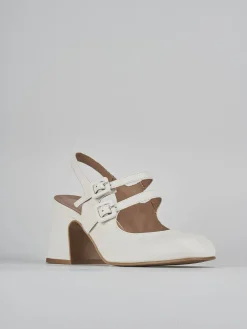 Décolleté e slingback tacco 5cm pelle bianco