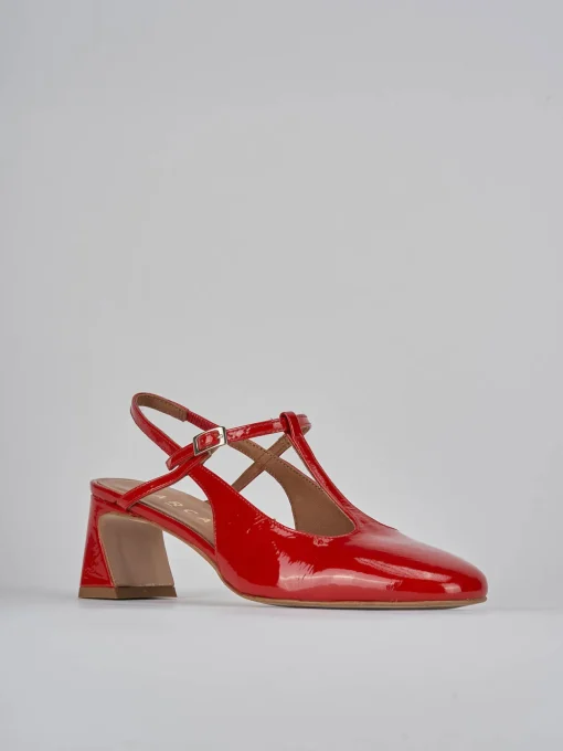 Décolleté e slingback tacco 5cm pelle rosso