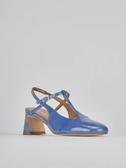 Décolleté e slingback tacco 5cm pelle jeans