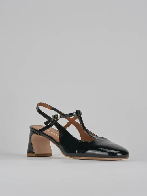 Décolleté e slingback tacco 5cm pelle nero