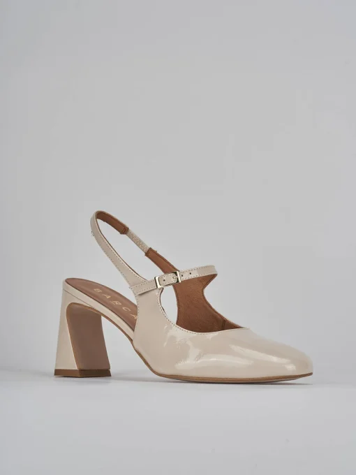 Décolleté e slingback tacco 7cm pelle beige