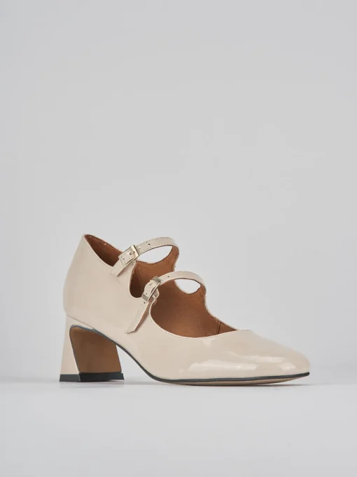 Décolleté e slingback tacco 5cm pelle beige