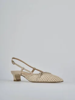 Décolleté e slingback tacco 4cm pelle beige