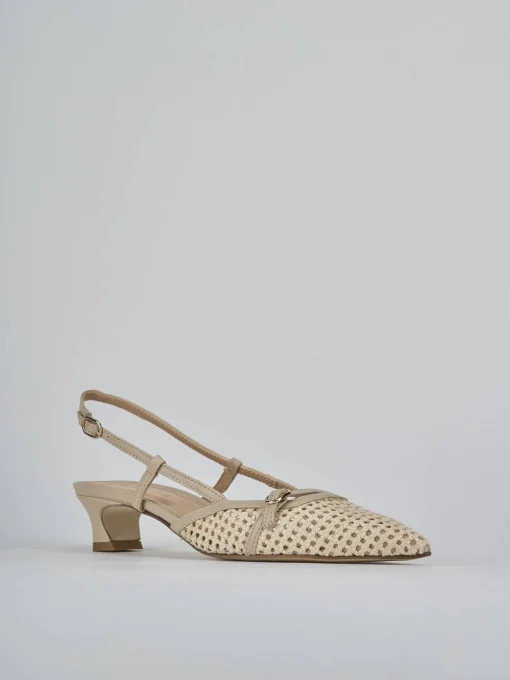 Décolleté e slingback tacco 4cm pelle beige