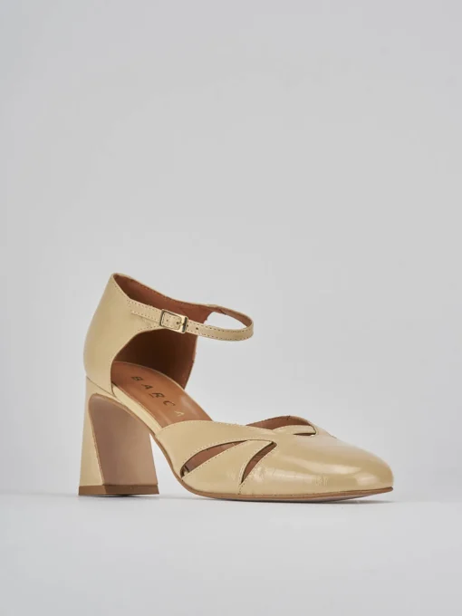 Décolleté e slingback tacco 7cm pelle marrone