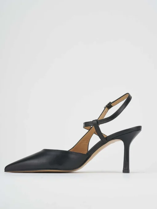 Décolleté e slingback tacco 7cm pelle nero