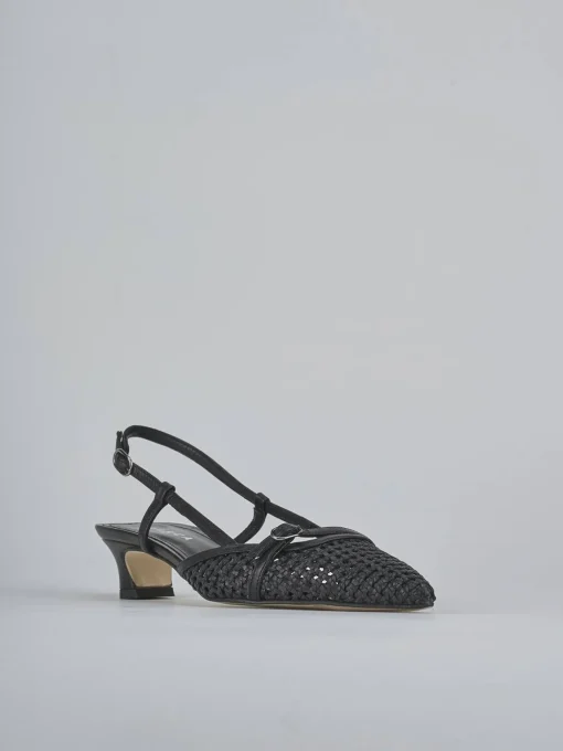 Décolleté e slingback tacco 4cm pelle nero