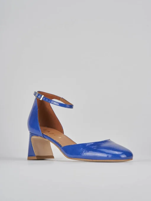 Décolleté e slingback tacco 5cm pelle blu