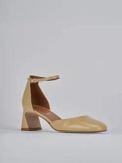 Décolleté e slingback tacco 5cm pelle marrone