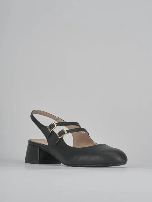 Décolleté e slingback tacco 4cm pelle nero