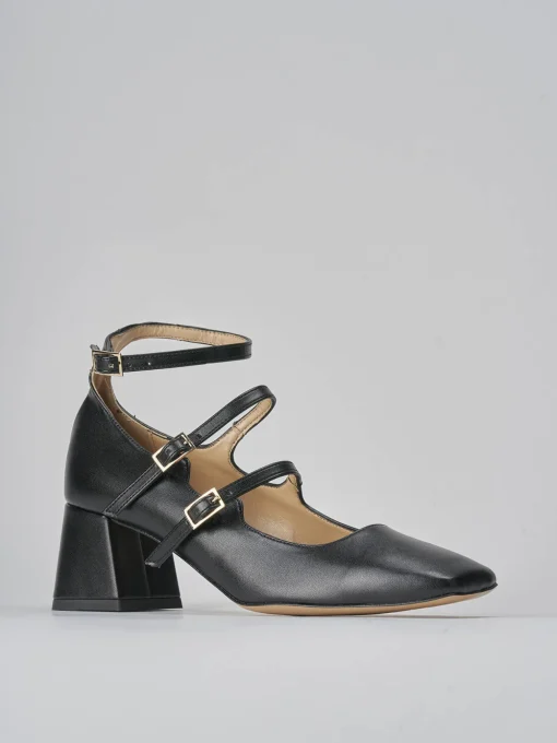Décolleté e slingback tacco 6cm pelle nero