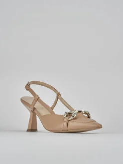 Décolleté e slingback tacco 7cm pelle beige