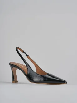 Décolleté e slingback tacco 6cm pelle nero