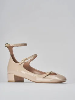 Décolleté e slingback tacco 3cm vernice beige