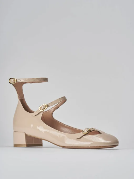 Décolleté e slingback tacco 3cm vernice beige