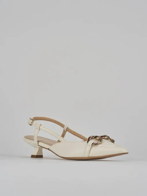 Décolleté e slingback tacco 3cm pelle bianco