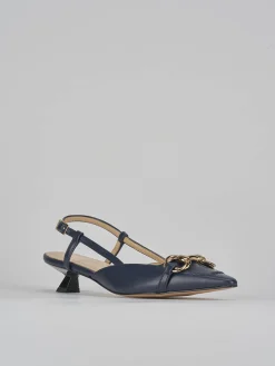 Décolleté e slingback tacco 3cm pelle blu