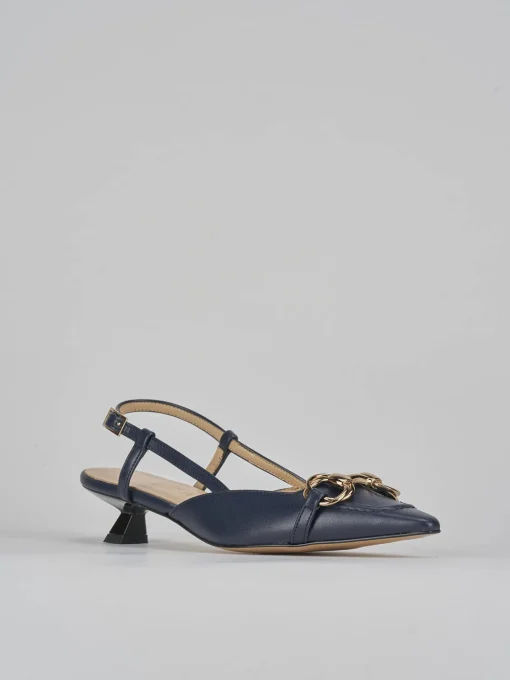 Décolleté e slingback tacco 3cm pelle blu