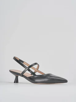 Décolleté e slingback tacco 5cm pelle nero
