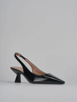 Décolleté e slingback tacco 6cm vernice nero