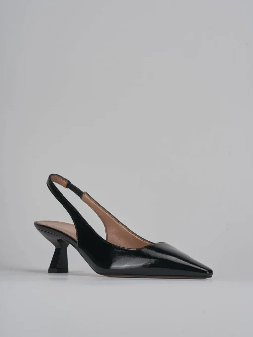 Décolleté e slingback tacco 6cm vernice nero